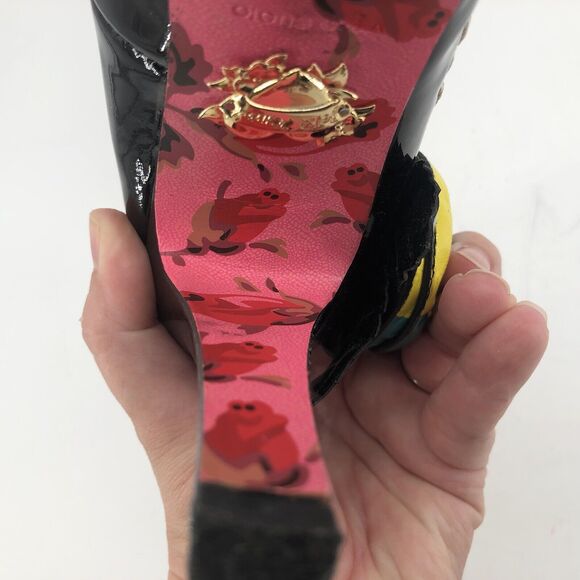 Betsey Johnson Black Womens 7.5 Open Peep Toe High Heels Shoes Multicolor Floral - Picture 7 of 16